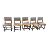 Set of 5 Louis XIII style wooden chairs