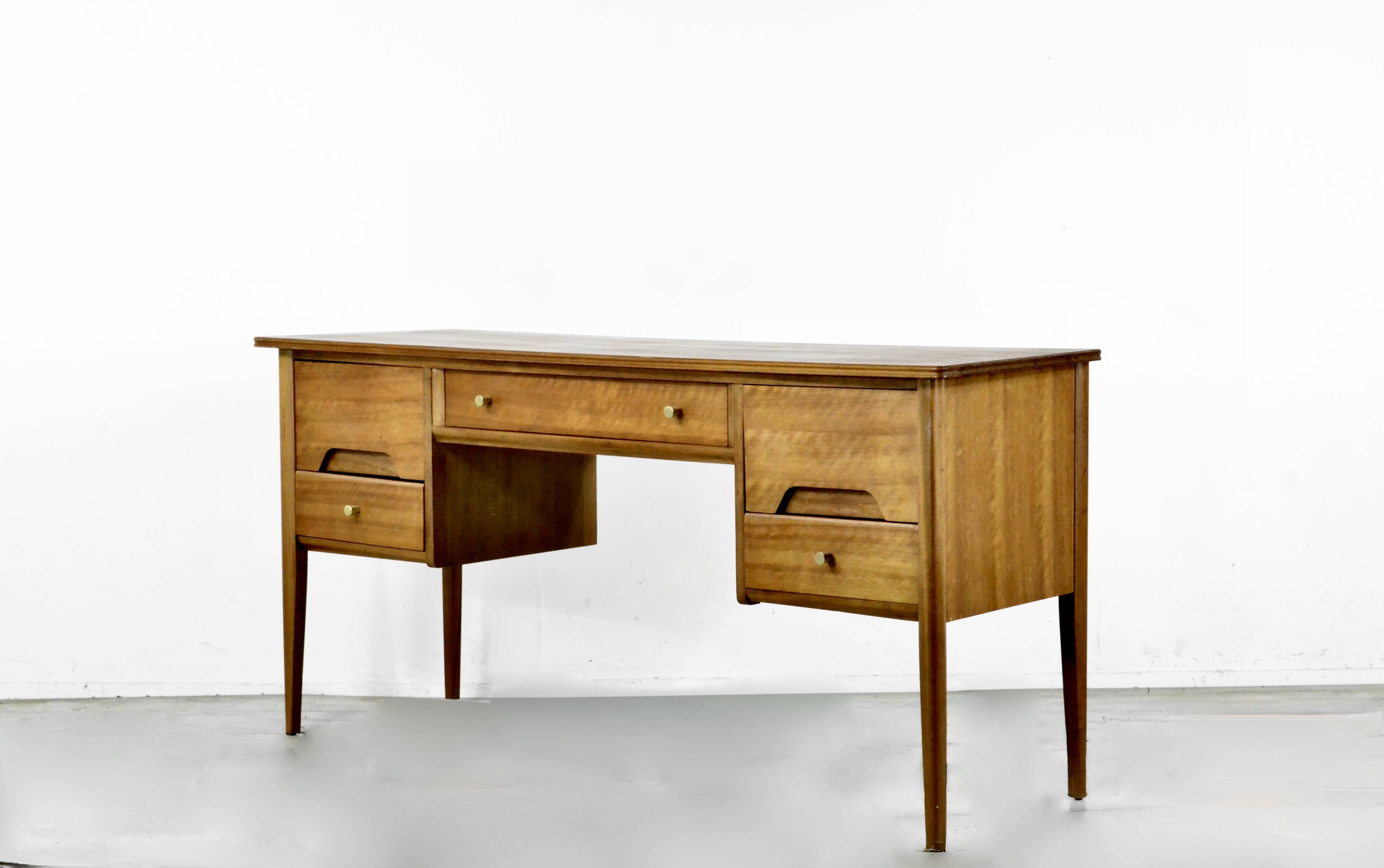 Midcentury A. Younger Walnut Desk. Unique Vintage Modern