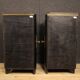 Pair of lacquered and painted French corner cabinets