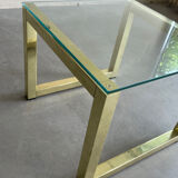 Table basse en verre laiton doré