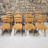 Lot of 8 country bistro chairs 1970