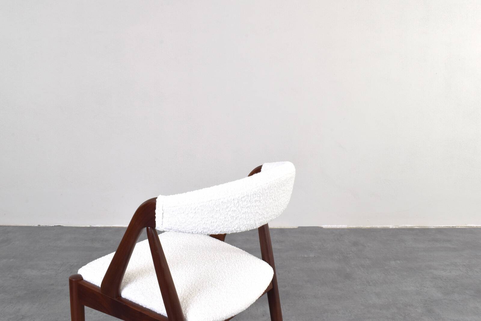 Teak & Boucle Chairs by Kai Kristiansen for Schou Andersen, 1960s, Set of 4