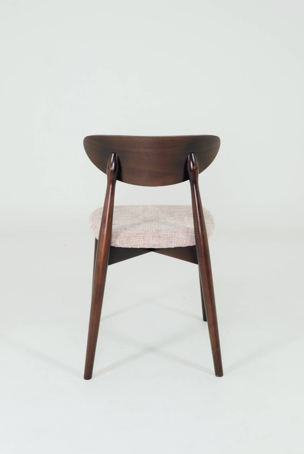 Pink Set of 6 dining chairs Scandinavian design, dark color wood 