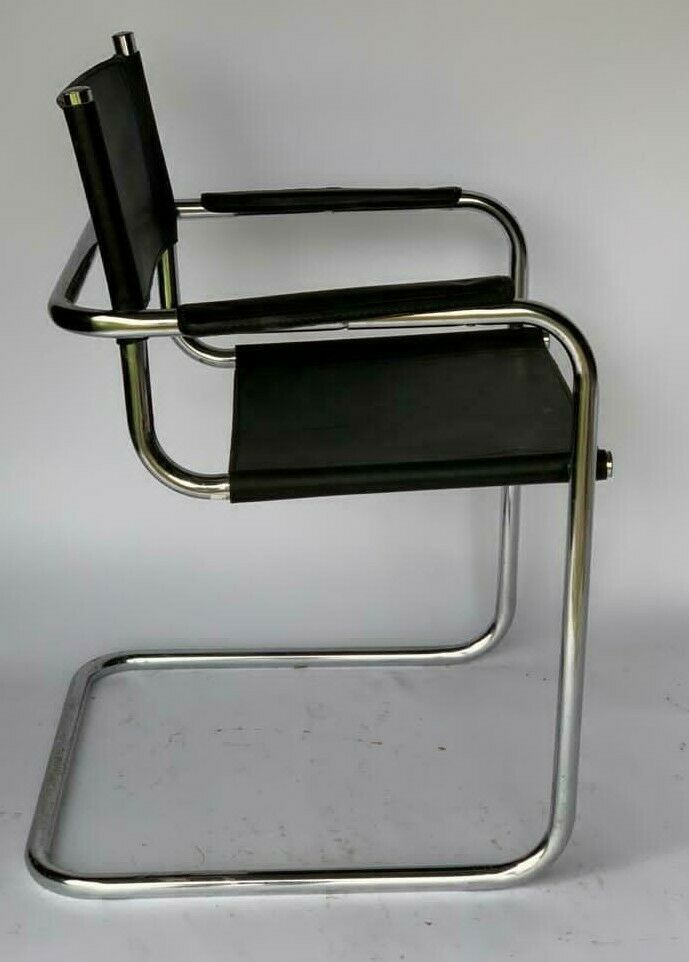 Tubular pietement leather armchair 1980