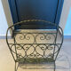 Vintage wrought iron magazine rack in green - 50s style