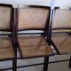 Trio de chaises pliantes en bois & cannage vintage années 60