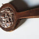 Ancien soufflet en bois sculpté & cuir