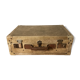 Vintage parchment beige and leather suitcase