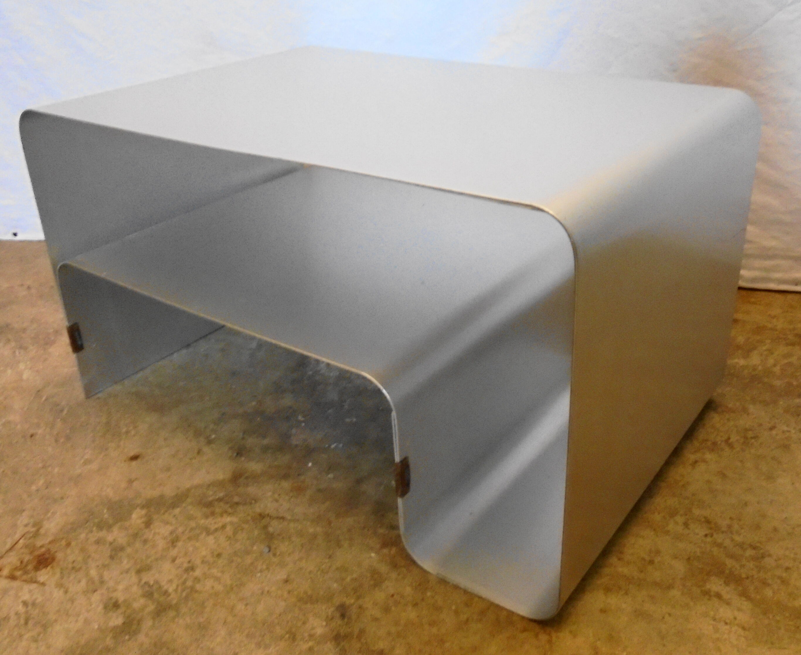 Folded aluminum coffee table, 1970