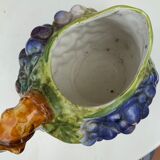 Old pitcher pitcher in slip shape vintage kitsch grape cluster