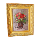 Oil on still-life canvas bouquet of flowers by Anfrey-Monin