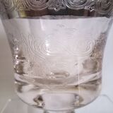 Set of 5 engraved Murano wine (or water) glasses, silver rim