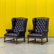 Vintage Tufted Leather Chesterfield Style Wing Back Chair (Price is For One Chair)