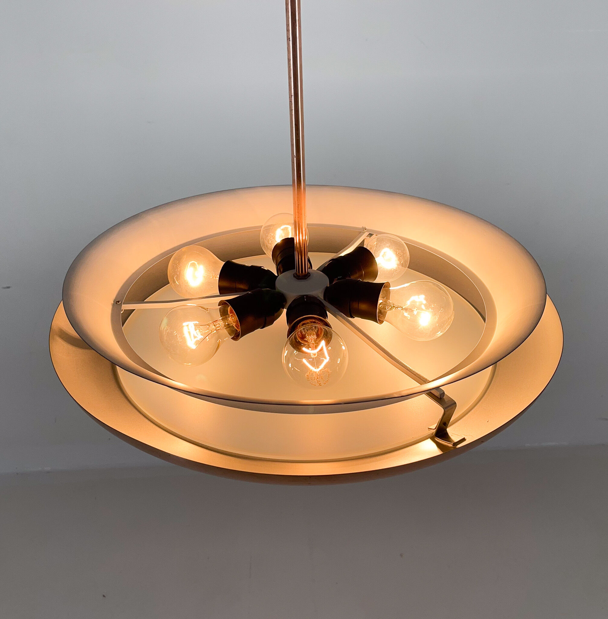 Bauhaus / Functionalist Copper Chandelier Ufo, 1930s, Restored