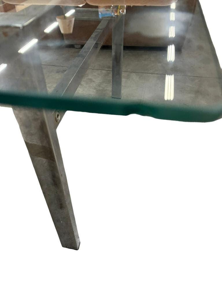XL vintage coffee table in glass and chrome