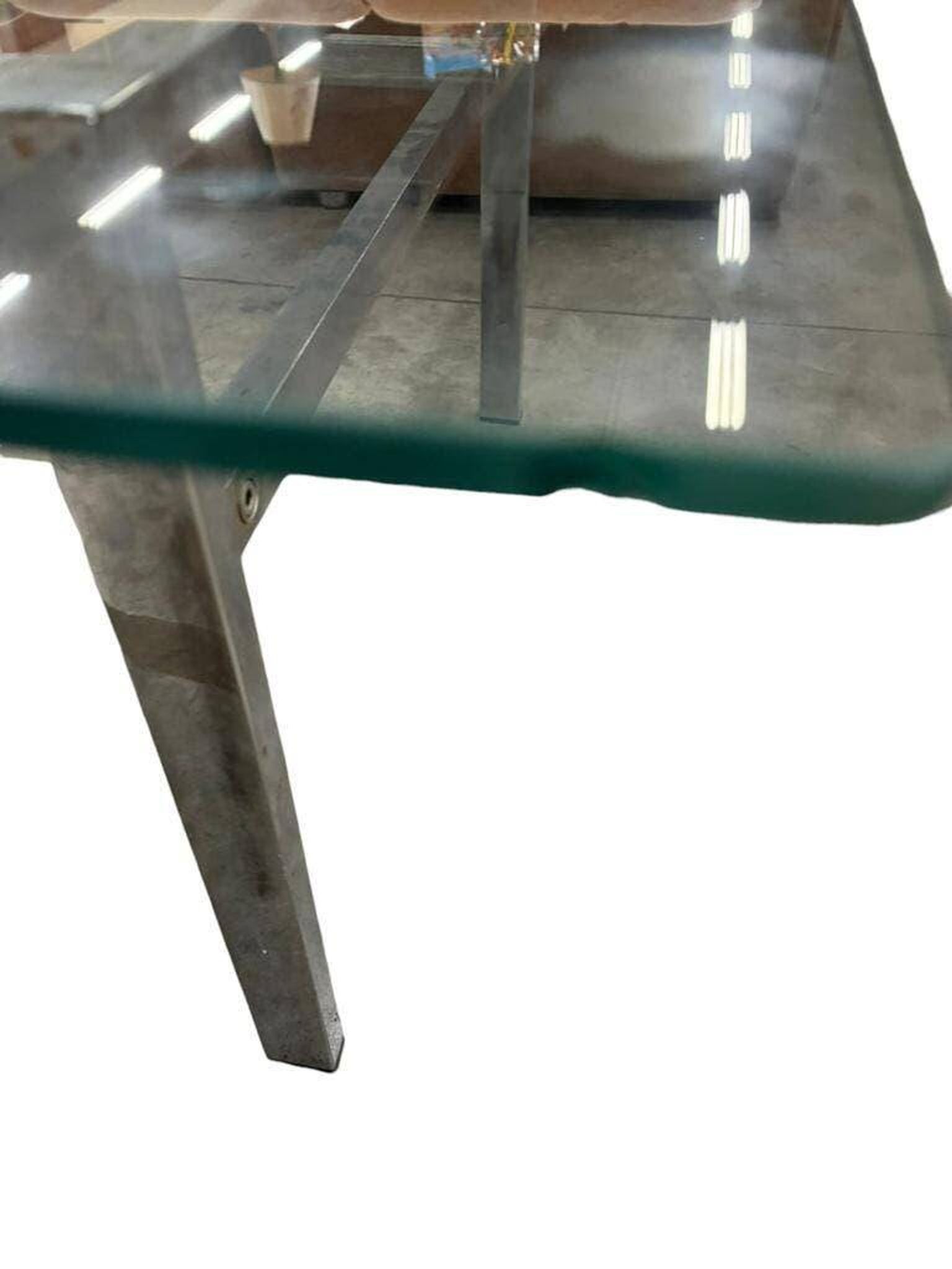 XL vintage coffee table in glass and chrome
