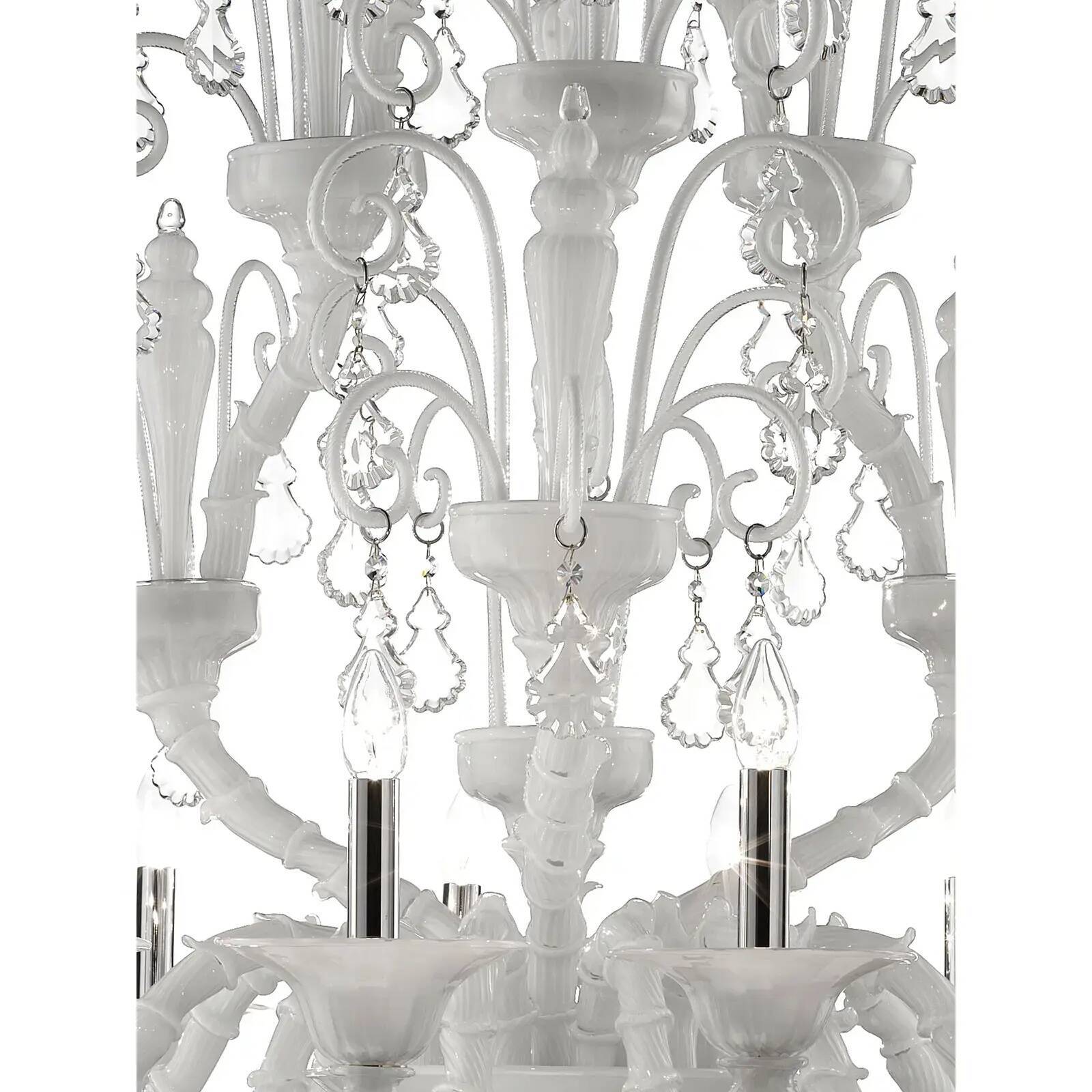 Handcrafted Modern White Ca’ Rezzonico Chandelier With Curled Murano Glass