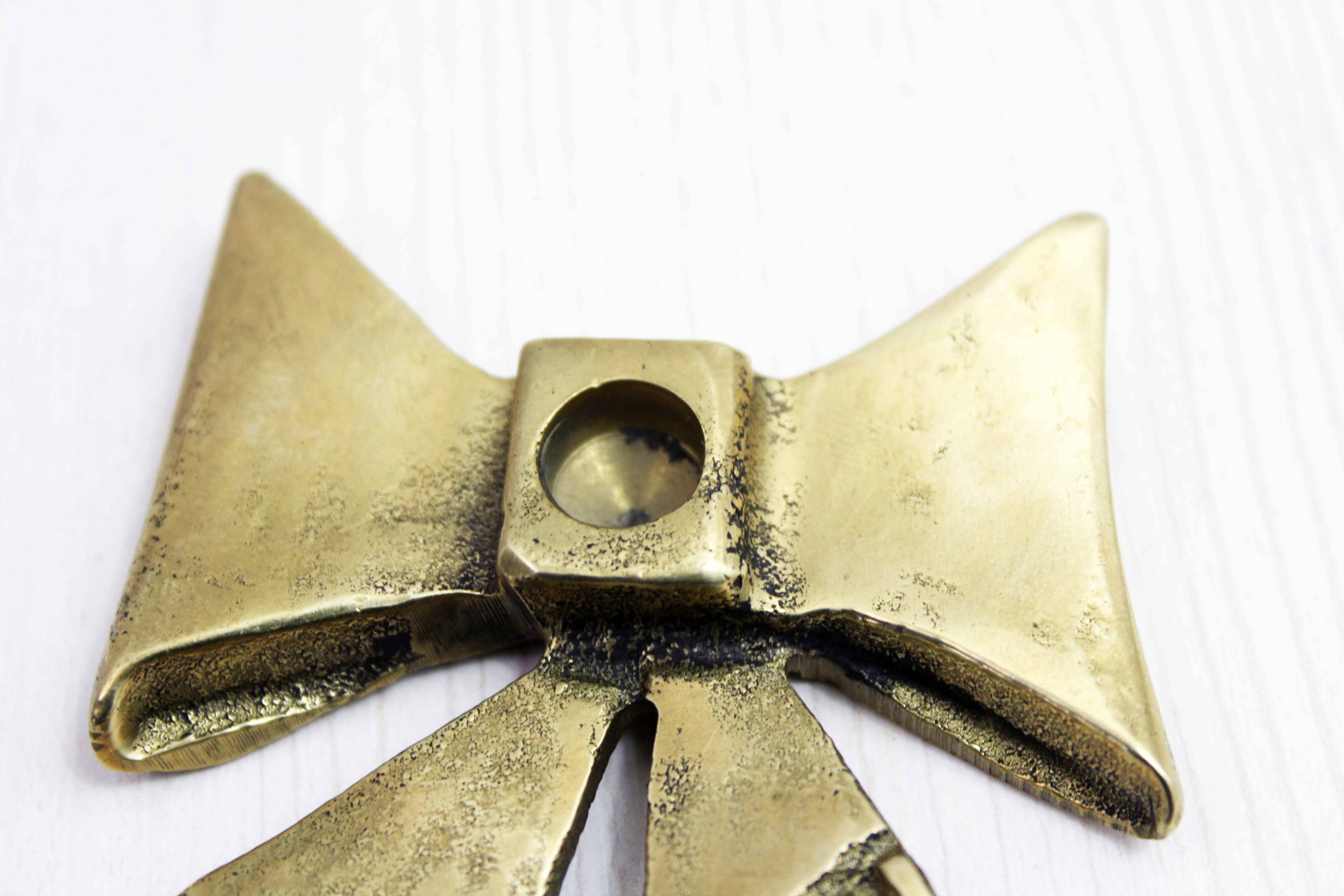 Brass bow tie candle holder 1970