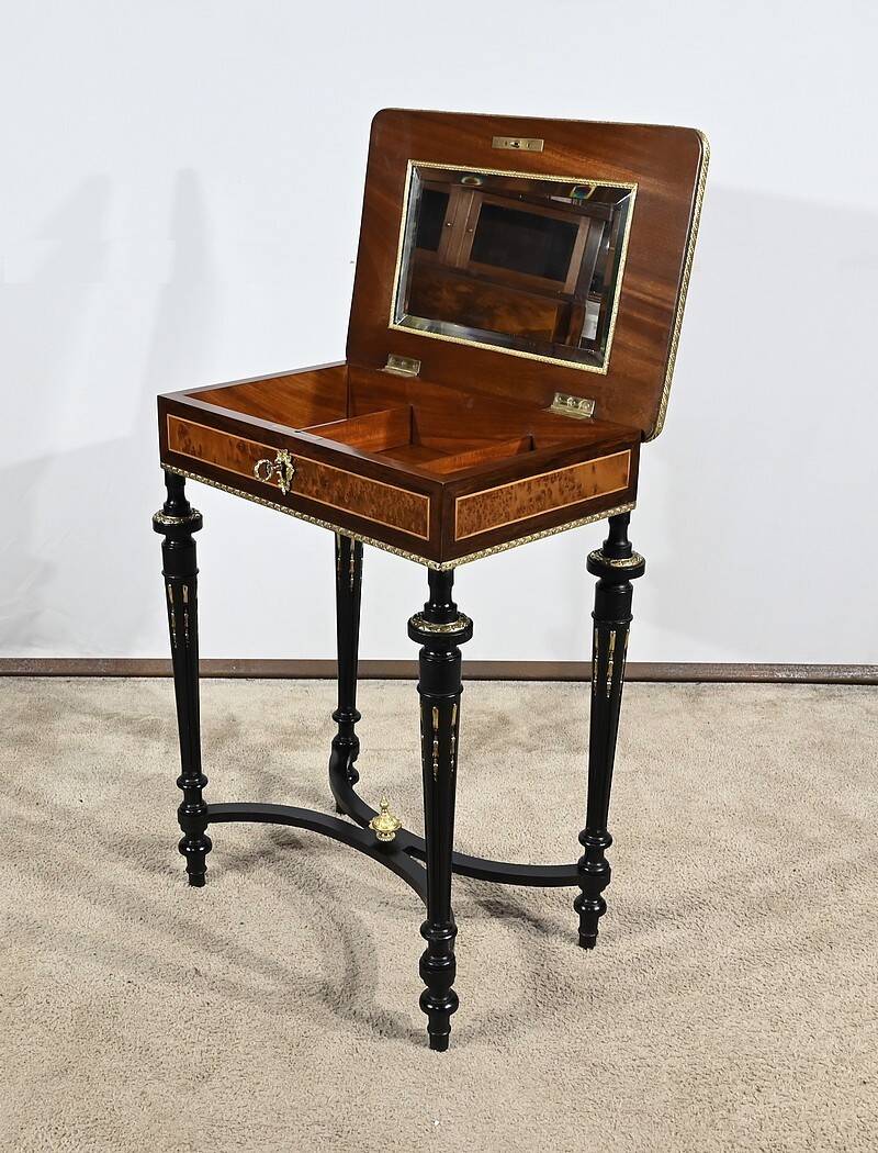 Small Living Room Table in Rosewood and Amboyna Burl, Louis XVI style, Napoleon III period – Mili