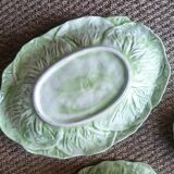 Set of 3 vintage asparagus and cabbage leaves slip dishes made in Italy