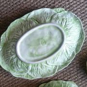 Set of 3 vintage asparagus and cabbage leaves slip dishes made in Italy