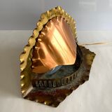 Unique mid century table lamp "fireplace" copper & brass, art deco, vintage light