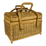 Vintage rattan basket, 1960s