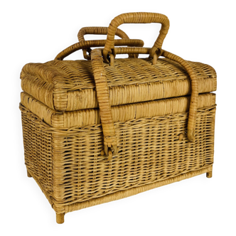 Panier en rotin, années 60