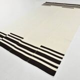 Black Beige Modernist Vintage Kilim Rug, 240x392Cm