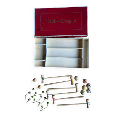Jeu de croquet de table en bois ancien