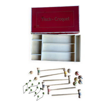 Jeu de croquet de table en bois ancien