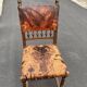5 chaises Henri II en bois massif et cuir néo renaissance XIXème siècle