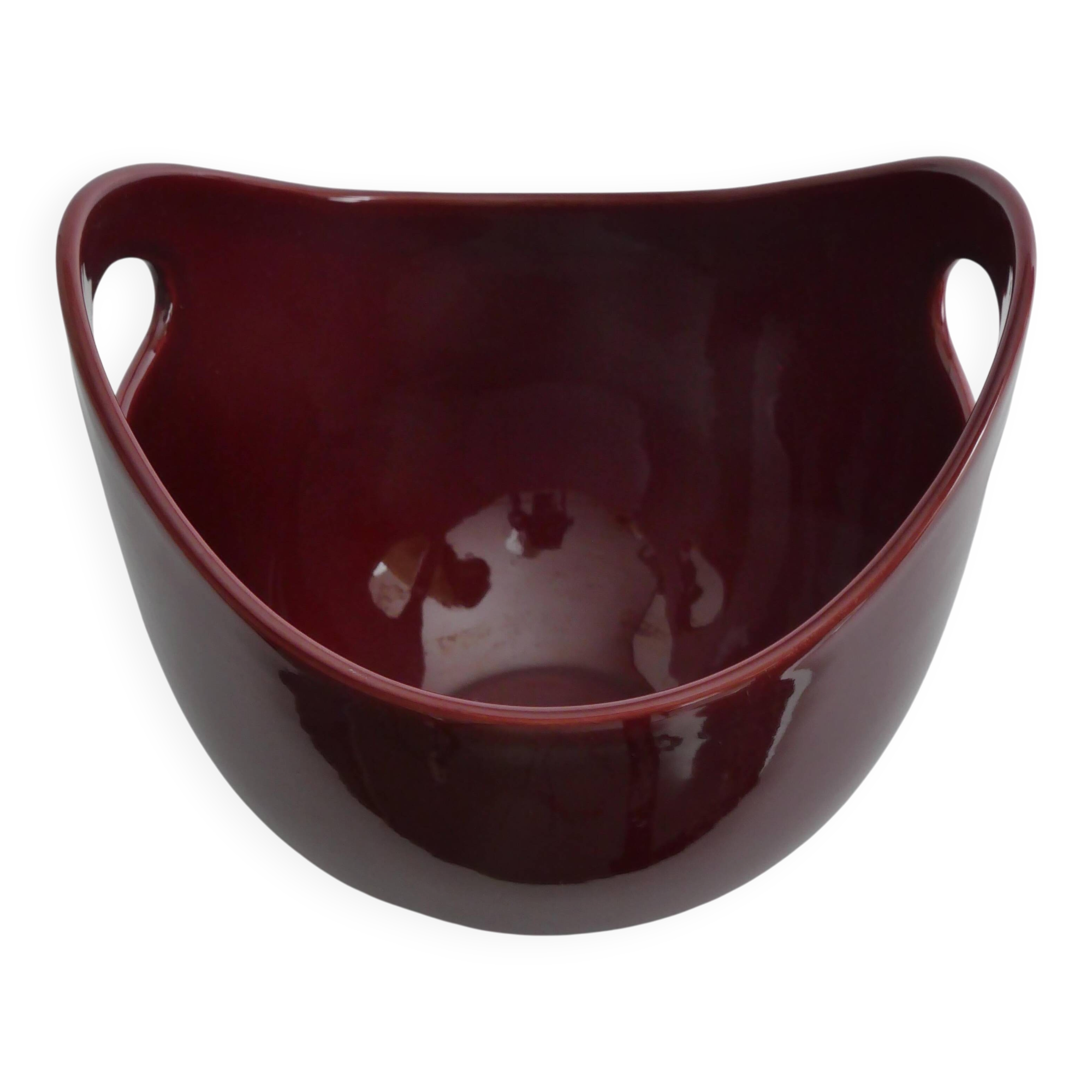 Scandinavian Modern Merlot Red Stoneware Bowl by SYCO, Sweden, 1950s