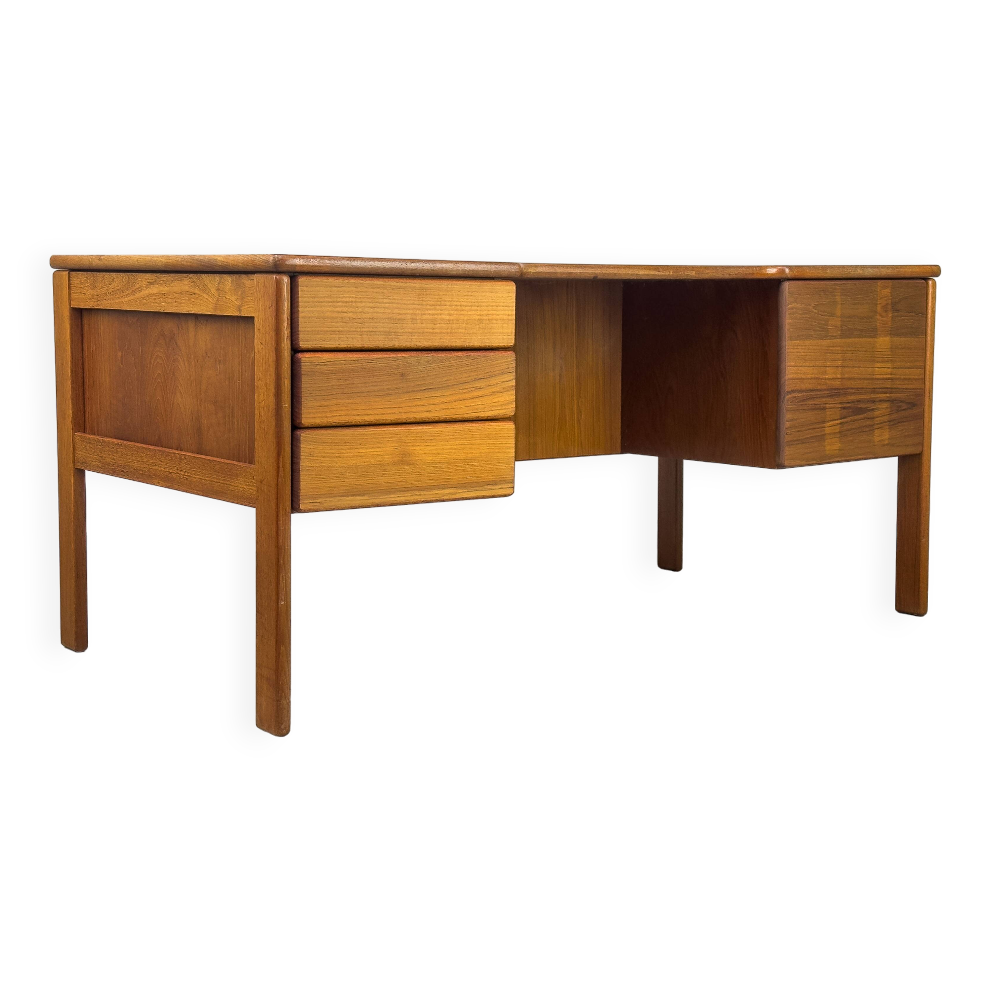 Bureau autoportant en teck avec porte et tiroirs, années 1970