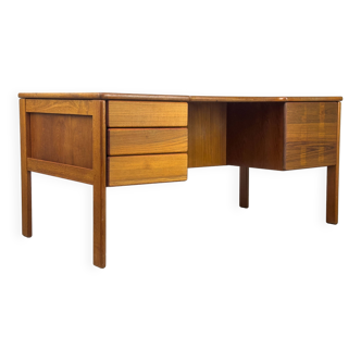 Bureau autoportant en teck avec porte et tiroirs, années 1970