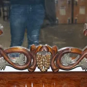 Vintage Black Heavily Carved Wooden Forest Wall Mirror