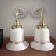 Pair of white opaline and ceramic wall lights
