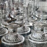 10 vintage stemmed glasses in molded glass