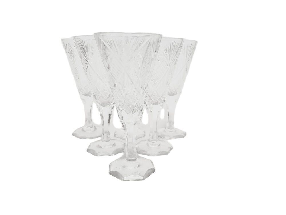 Art Deco Polish champagne glasses, 1900s, set of 6
