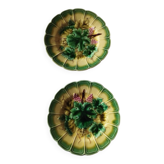 Majolica earthenware dessert plates Sarreguemines