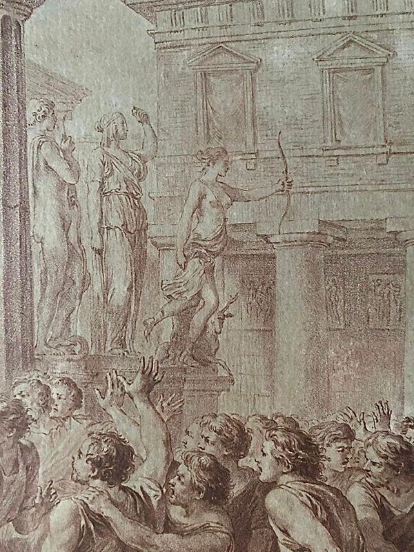 Charles Nicolas Cochin, Lycurgue blessé dans une sédition, gravure, XVIIIème siècle