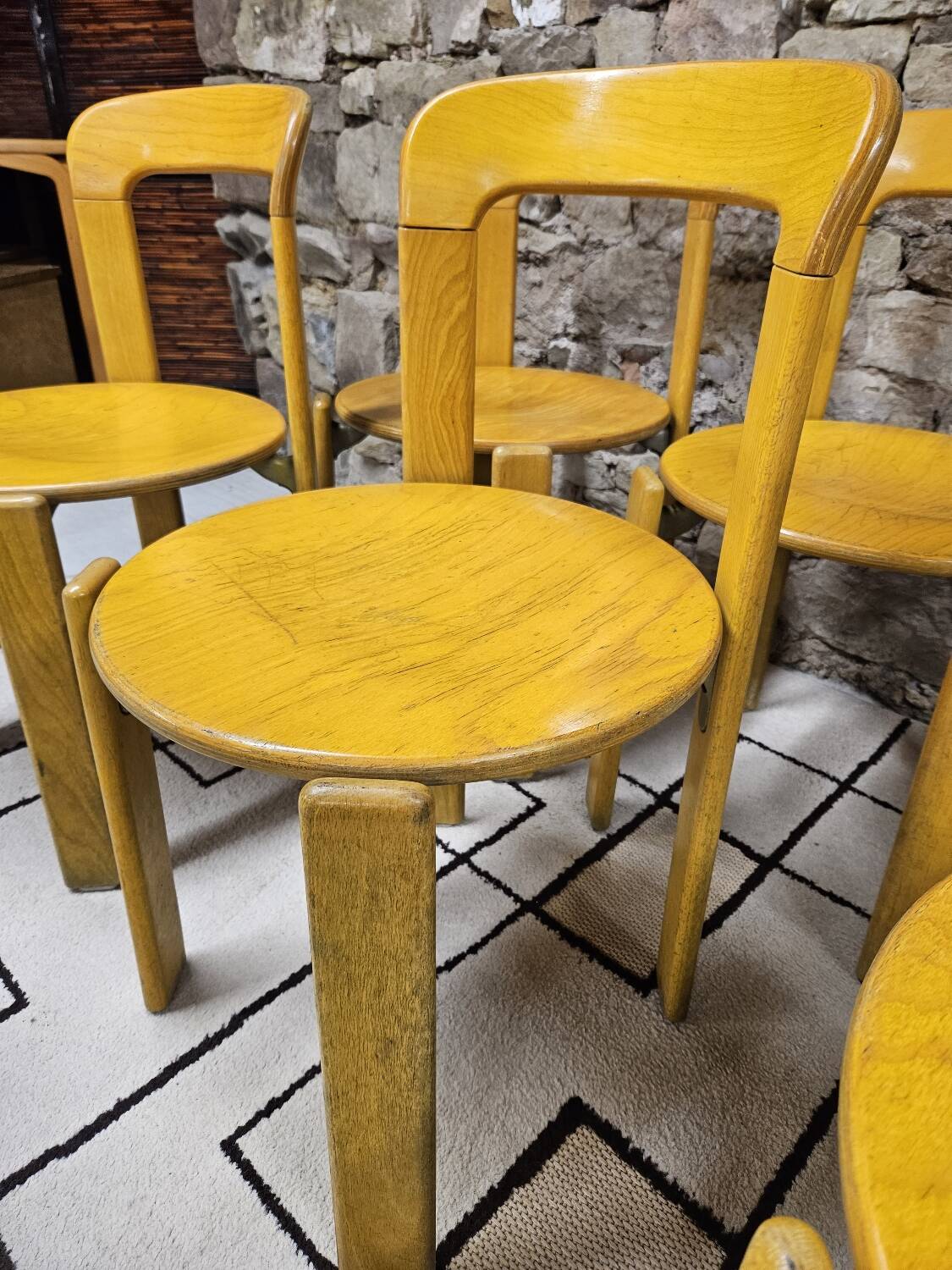 Lot of vintage bruno rey 1970" chairs