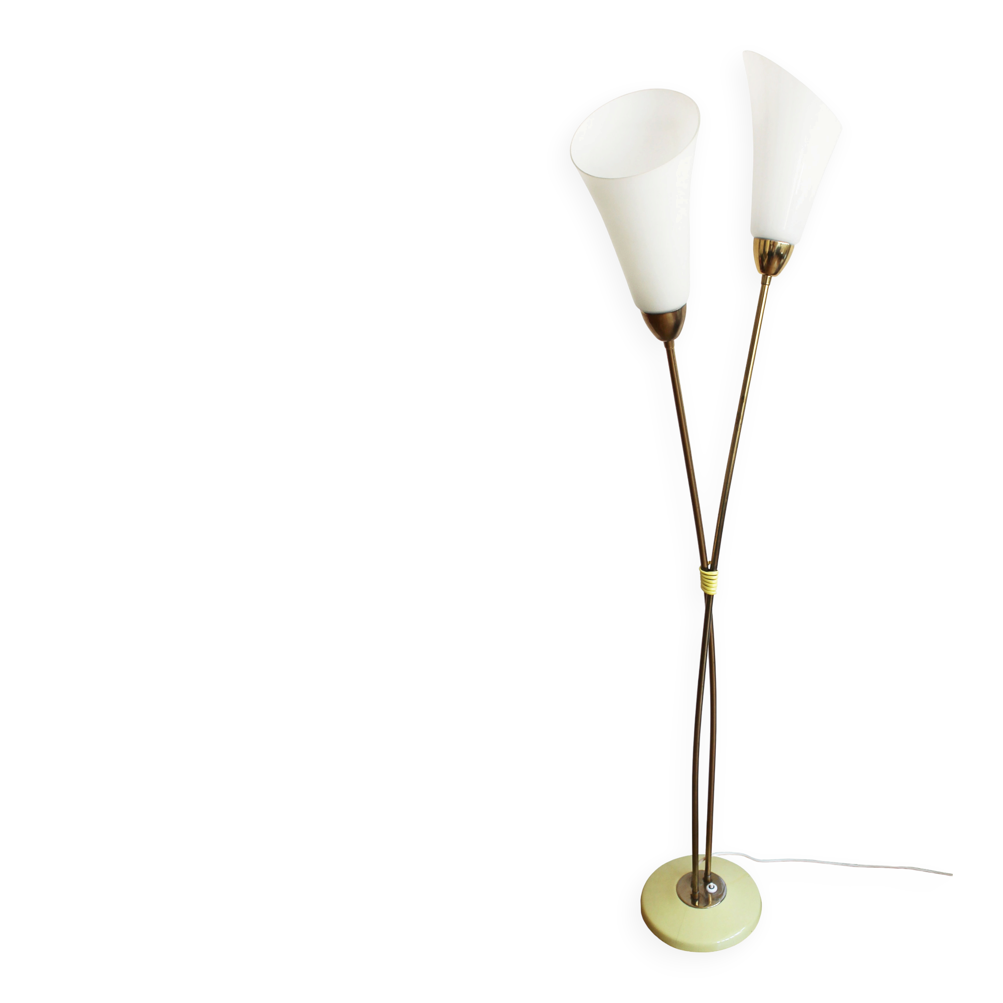 Sculptural Czech Floor Lamp with Twin Milk Glass Shades, 1960s