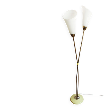 Sculptural Czech Floor Lamp with Twin Milk Glass Shades, 1960s