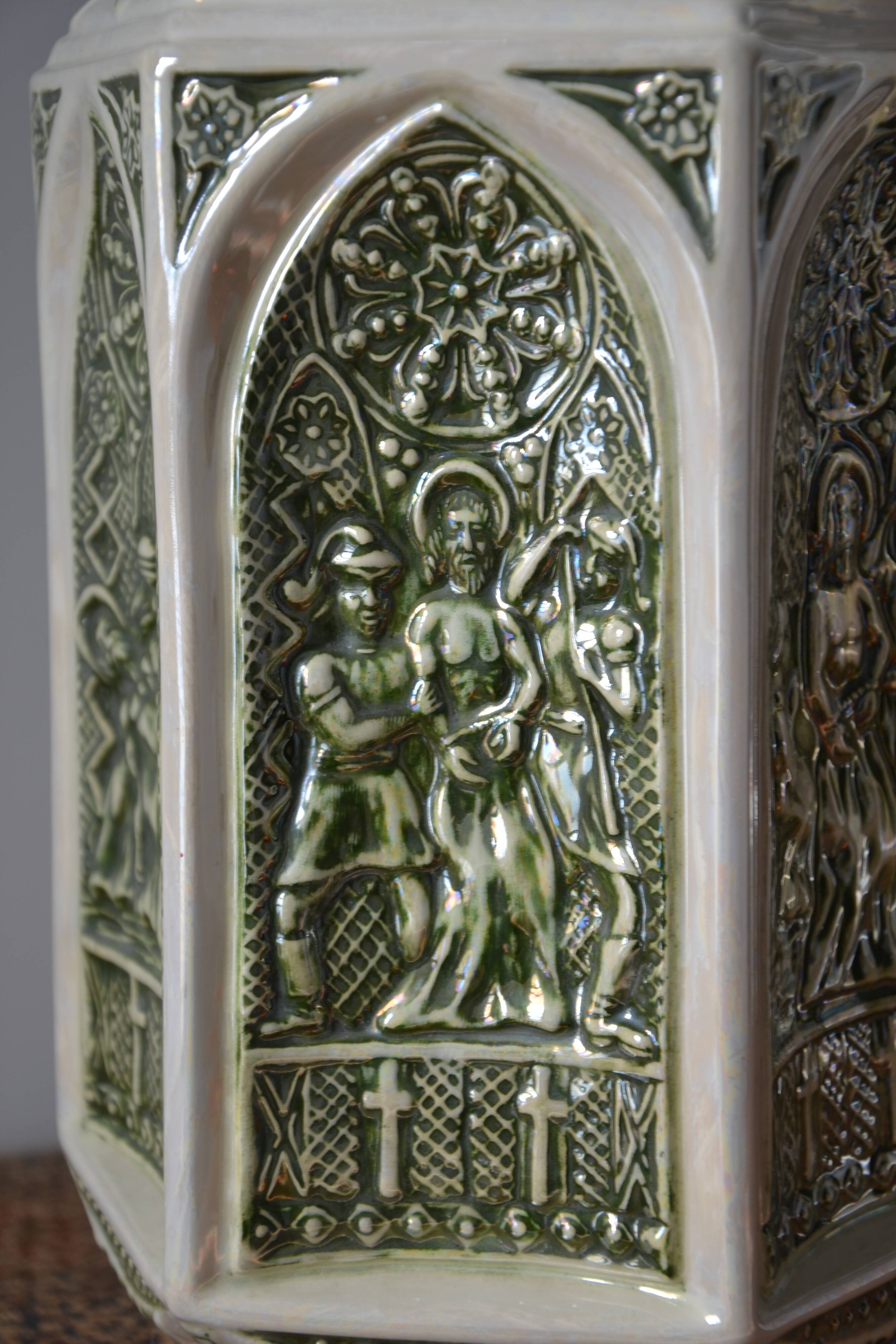 Decorative pitcher/sculpture in ceramic signed JMS