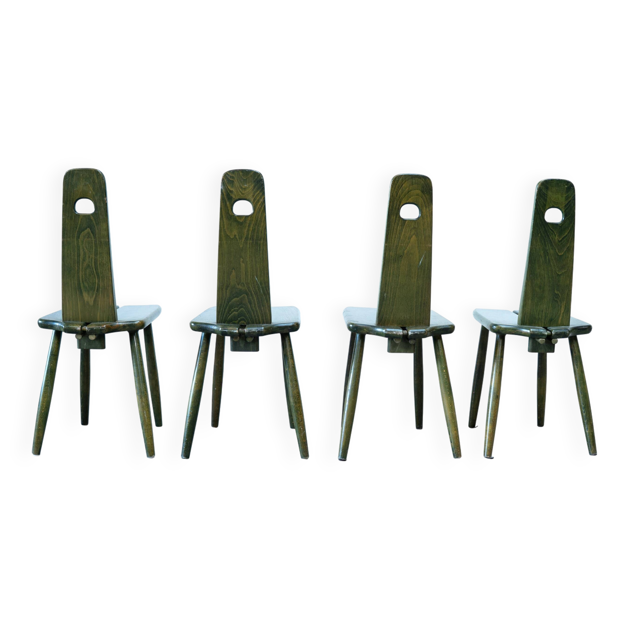 Ensemble de quatre chaises de salle à manger néerlandaises uniques