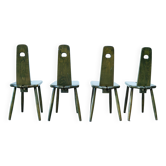 Set of four unique Dutch dining chairs