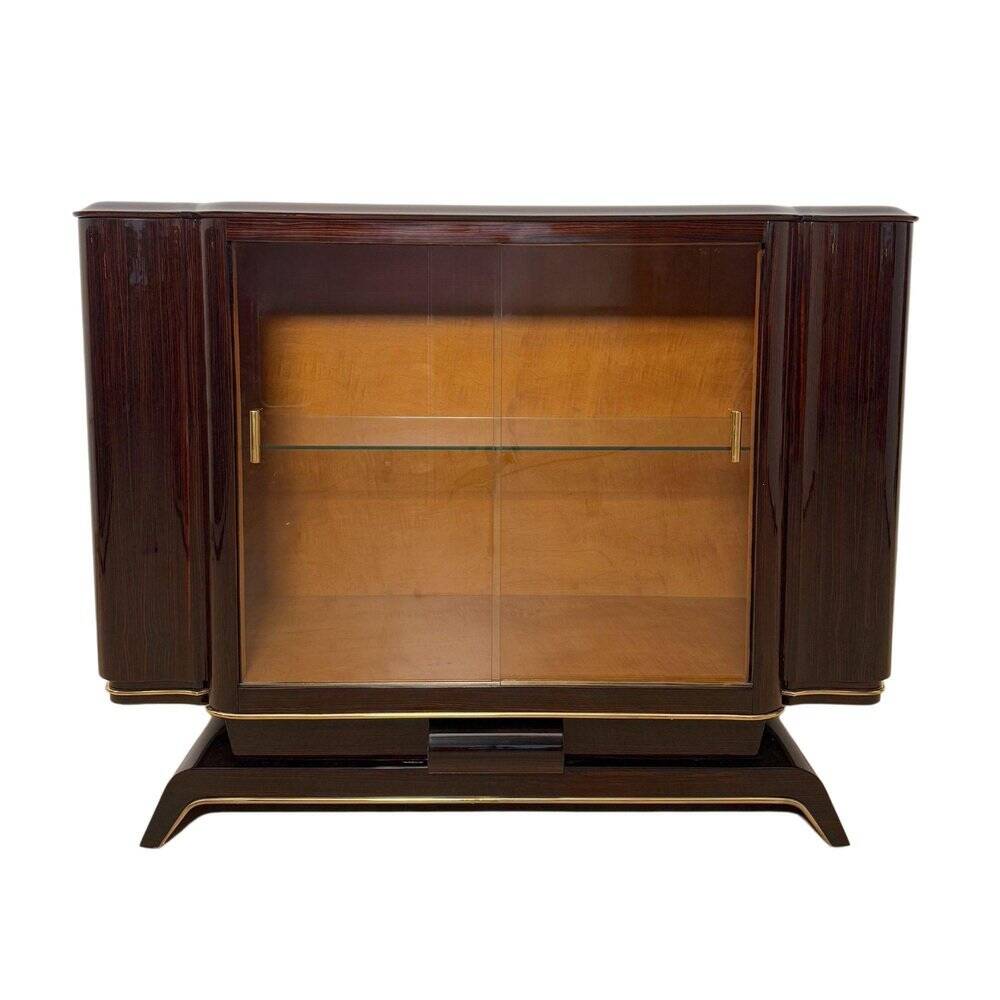 Art Deco Sideboard with Vitrine in Macassar Ebony & Maple, Paris, 1930s