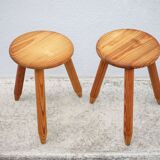 Pair of vintage stools, wooden stools, tripod stools, side stools, plant holders