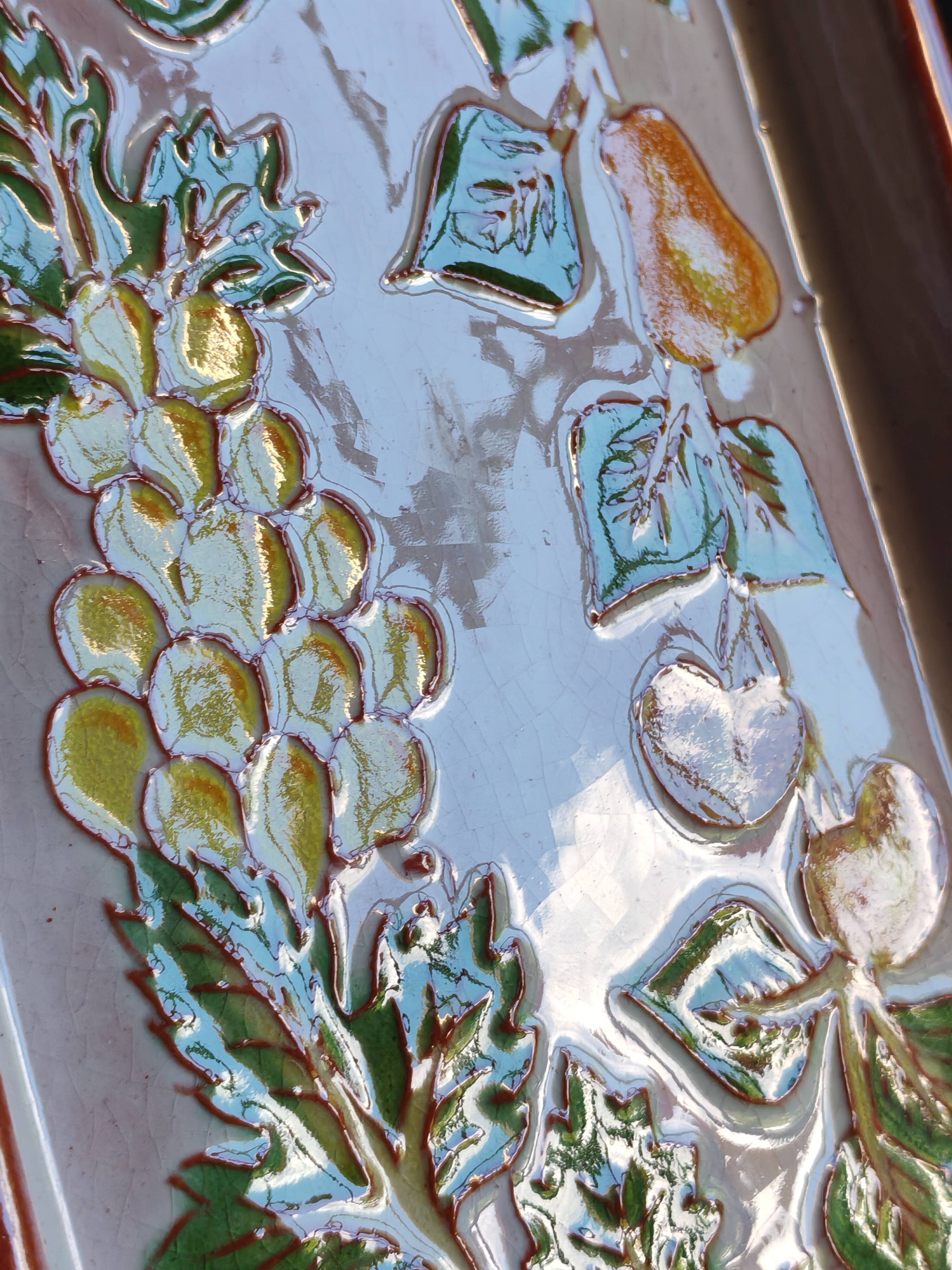 Terracotta plate signed P.Boy, glazed artisanal ceramics.
